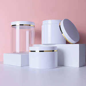 定制颜色300 500 600 800 1000 1200毫升广口罐宠物塑料奶油罐带盖 - Product Image 1