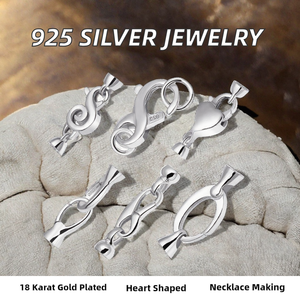 Fermoirs en argent sterling plaqué or 18 carats pour colliers et bracelets, type mousqueton et à bascule en forme de cœur, pour la fabrication de bijoux - Product Image 2