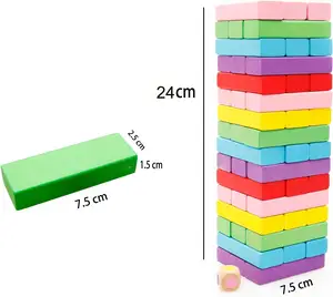 Juego de mesa de apilamiento de madera para niños y niñas, bloques de construcción, 48 piezas