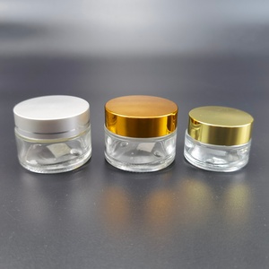 Envase de Vidrio de Lujo para Cosméticos, Tarro para Crema para el Cuidado de la Piel de 10g 15g 30g con Tapa de Aluminio Dorada, Negra o Plateada - Product Image 1