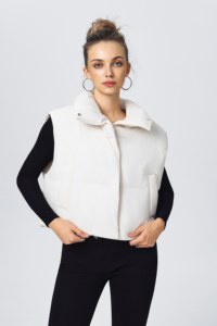 Gilet élégant en duvet avec col montant, couleur unie, toucher confortable et coupe ajustée. - Product Image 4