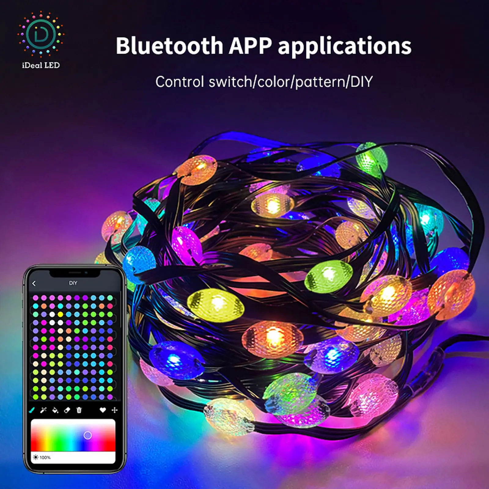 2023 nuovo telecomando Bluetooth WIFI Smart Outdoor LED Star String Lights Sync con musica