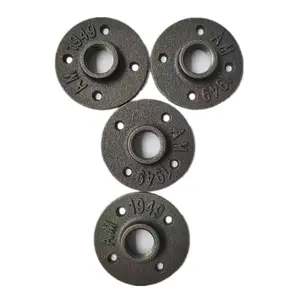 1/2英寸地板法兰螺纹孔法兰盘可锻铁管法兰，用于DIY项目/家具工业复古风格。