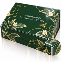 Boîte magnétique personnalisée pour dégustation de miel, emballage cadeau imprimé CMYK avec logo, dorure à chaud, carton gris laminé brillant