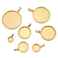 Fermoirs et crochets en acier inoxydable de 20 mm, support vierge pour cabochon et camée, pour la fabrication de bijoux