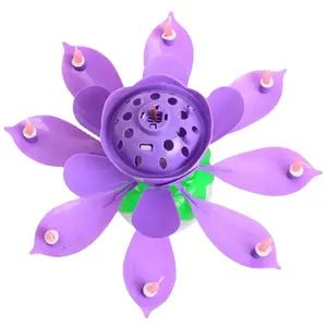 Chanter anniversaire numérique heureux en gros belle fleur romantique musique Lotus fleur pétale forme fête anniversaire gâteau bougie