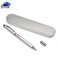 Antenne télescopique rétractable 4 en 1 Pointeur d'enseignement Stylo laser rouge Lampe de poche à led Stylo à bille
