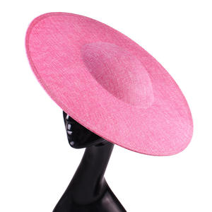 批发40厘米超大Sinamay帽子基地教堂德比迷人的蓝白色米色红色女帽派对场景用品 - Product Image 3