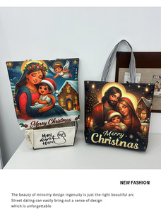 Bolso de lona de gran capacidad para mujer, moda europea americana, nuevo diseño de Jesús María, cierre de cremallera, bolso de compras de tela de lino - Product Image 6