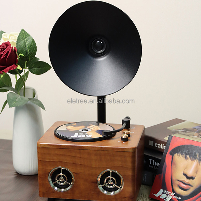 High End Antique Wood Multi Auto Rca Record Player Wireless Cd Player With Speaker Cp2