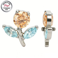 Customized G23 Titanium Piercing Jewelry Cute Korean Floral Earrings Wholesale Fashion Fine Stud Daith Flower Earrings for Women