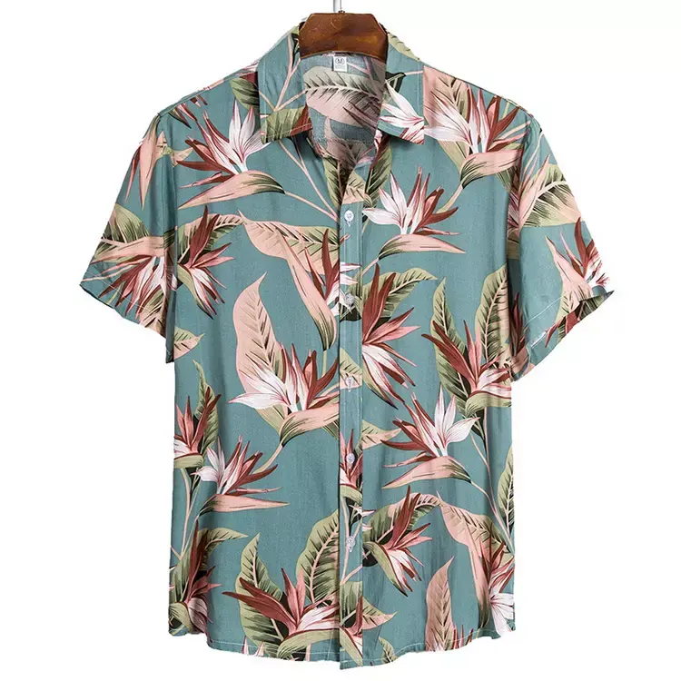 Benutzer definierte gedruckte lässige neue Modell Button Up Hawaii Strand hemden für Männer