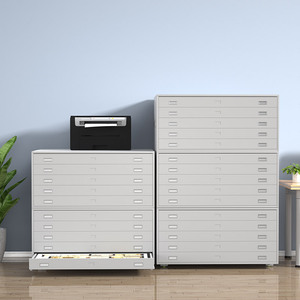Ánh Sáng Màu Xám A0 A1 Vẽ Bản Đồ Khóa Ngăn Kéo Nhỏ Lưu Trữ Đồ Nội Thất Văn Phòng Thép Kim Loại Ngang Kế Hoạch Tủ Hồ Sơ - Product Image 2