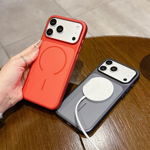 Original Electroplated Magnetic Mobile Phone case for iPhone 17 16 15 14 13 Pro Max Linen Textured <b>PC</b> Magnet Back Cover New - Product Image 3