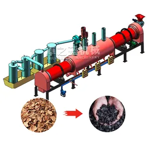 Continuous Smokeless Biomass Carbonization Furnace Wood Log Charcoal Making Machine for Sale