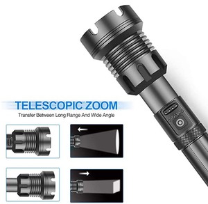 <span class=keywords><strong>Lampe</strong></span> torche extérieure en alliage d'aluminium améliorée Xhp90 <span class=keywords><strong>90000</strong></span> <span class=keywords><strong>Lumens</strong></span>, zoomable, 3 modes, indice <span class=keywords><strong>de</strong></span> protection IP55, batterie 26650, rechargeable par USB - Product Image 2