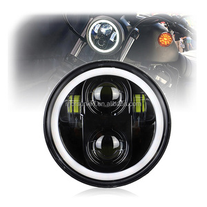 Faro LED de 5.75 Pulgadas para Accesorios <span class=keywords><strong>Harley</strong></span> Davidson Sportster <span class=keywords><strong>1200</strong></span> 883 Dyna Softail, Faro Redondo para Motocicleta con Anillo Halo - Product Image 1