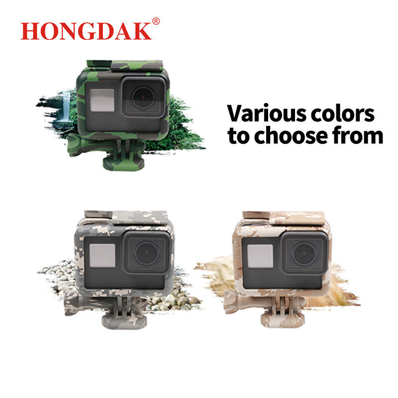 HONGDAK Army Green Protective Frame Case Shell Protector Housing with Screw Base Mount for GoPro Hero 5 6 7 Camera Accessories