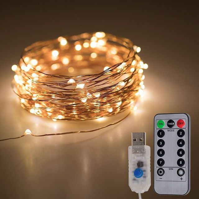 Led Copper Wire String Lights Usb Plug-in Fairy Lights With Remote Control