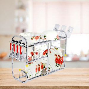 Égouttoir à vaisselle en métal à 3 niveaux, multifonctionnel, support de rangement pour bols, pour la cuisine - Product Image 1