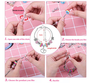 High Quality Cartoon Children Handmade <b>Diy</b> Fashion Charm Bracelet Gift Box Set Pendant Beads Detachable Chain Making <b>Kit</b> Set - Product Image 6
