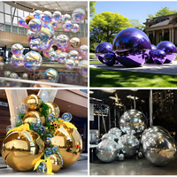 Événement extérieur décoratif PVC gonflable argent lisse brillant ballon boules miroir grandes boules brillantes à vendre