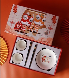Service de table en céramique thème Maquillage de l'Opéra de Pékin avec coffret cadeau, style chinois mignon de dessin animé du Nouvel An, cadeau d'affaires - Product Image 4