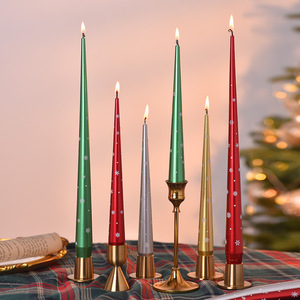 Snowflake Cone Candle DIY Snowflake <b>Sticker</b> Home Decoration Candle Christmas Dinner Taper Cone Candles - Product Image 1