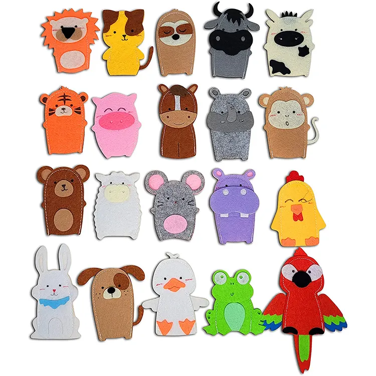 Wholesale handmade finger number toys handmade felt animal finger puppets