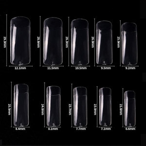 Venta caliente Nail Art 500 piezas en caja French Nail Art Media pasta y pasta completa <span class=keywords><strong>Uñas</strong></span> artificiales con pegamento Natural transparente - Product Image 3