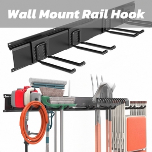 Garage Wall Mount <strong>Rail</strong> <strong>Hooks</strong> Heavy Duty High Load Bearing Metal Track Organizer for Tools Bikes Garden Equipment - Product Image 1