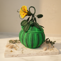 Panier de rangement haut de gamme tissé à la main bleu, décoration et rangement pour Halloween, double usage, bleu avec poignée