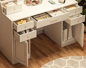 Ensemble coiffeuse moderne grand format avec panneau lumineux, support pour sèche-cheveux, en bois, pour hôtel, chambre et maison - Vente en gros - Product Image 2