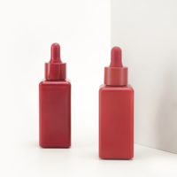 Nouvel ensemble d'emballages de soins de la peau personnalisés populaires de 40 ml, forme carrée mate/brillante, flacon en verre avec compte-gouttes pour huile essentielle