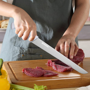 Couteau de boucher professionnel de 12 pouces avec logo personnalisé, en acier inoxydable certifié NSF, manche en PP blanc pour la transformation de la viande à usage commercial - Product Image 4