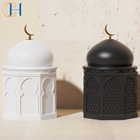 Pot à bougie en béton C&H Ramadan Islam Musulman, récipient à bougie de prière, pot en ciment de mosquée arabe avec couvercle