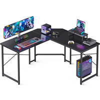 Bureau d'angle en L noir moderne et populaire pour la maison, le bureau, le salon ou la chambre, avec support pour écran, idéal pour le gaming sur PC - Offre Spéciale