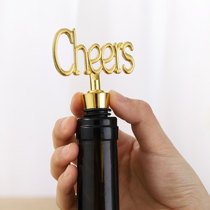 Cheers <b>Wine</b> Bottle <b>Stopper</b> Gold Zinc Alloy Wedding Party Gift Simple Style - Product Image 2