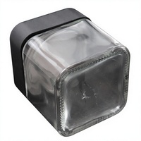 Pot en verre transparent carré de 3 oz (90 ml) avec couvercle noir résistant aux enfants pour l'emballage de crème de soin de la peau