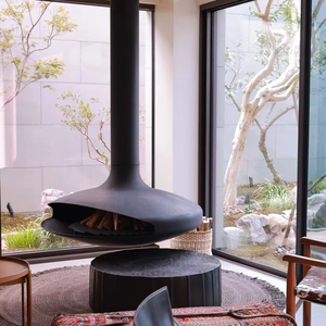 Cheminée flottante suspendue intérieure en <span class=keywords><strong>bois</strong></span> éco-responsable au bioéthanol à flamme réelle, décoration de meubles d'intérieur au design personnalisé - Product Image 1