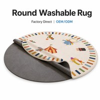 Tapis rond amovible et lavable pour enfants, motif cirque, tapis de jeu détachable pour chambre d'enfant