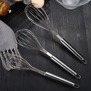 Food grade manual kitchen accessories stainless steel 304 egg beater mixer egg whisk for cooking baking wholesale