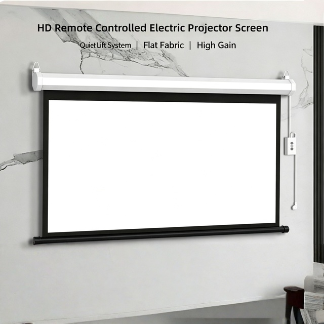 Remote and Button Control Electrical Projector Screen 16:9 Portable Motorized Projector Screen Electric Projection Screen