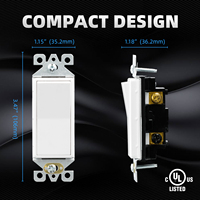 ELEGRP US 120/277V Interrupteur mural décoratif 3 voies et prises électriques avec clip de mise à la terre intégré
