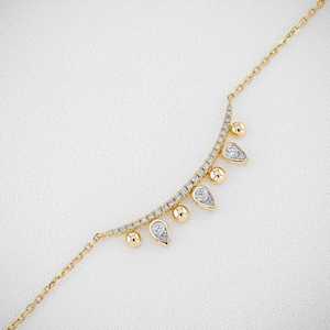 สร้อยคอทองคำ 18k ประดับเพชรทรงกลมและทรงหยดน้ำ ฝังแบบ Bezel Set สำหรับงานแต่งงานหรือเป็นของขวัญหมั้น - Product Image 4