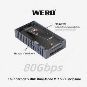 แท่นเชื่อมต่อ Thunderbolt 5 ความเร็ว 120Gbps พร้อมช่องใส่ <span class=keywords><strong>NVMe</strong></span> <span class=keywords><strong>SSD</strong></span> รองรับ 5GbE LAN DP2.1 แสดงผลสามจอ 180W GaN อะลูมิเนียม สำหรับงานตัดต่อวิดีโอ - Product Image 3