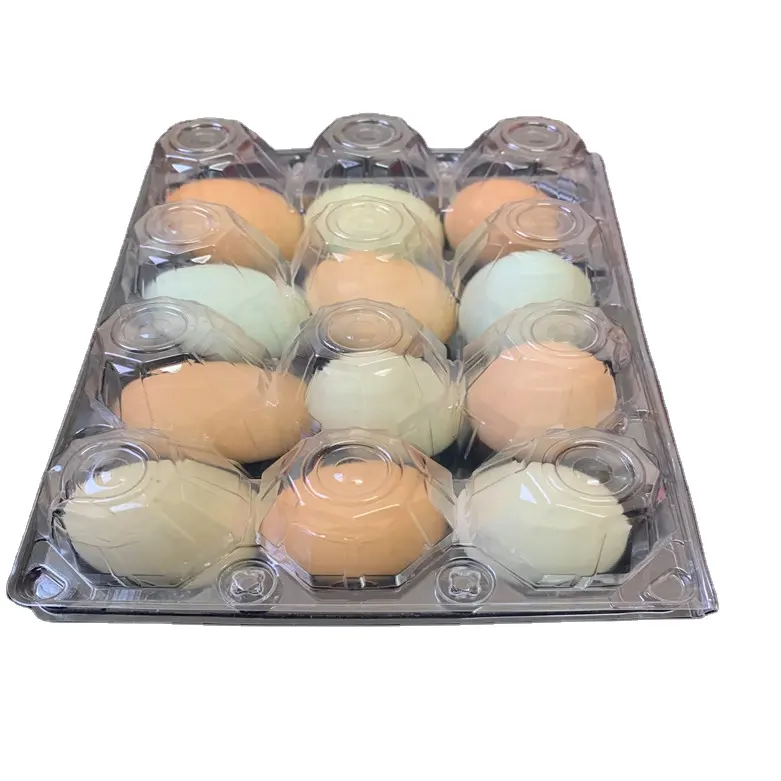 Atacado 12 células transparente recipiente de armazenamento de alimentos recipiente de ovos personalizado bandeja de ovos de plástico