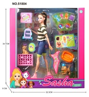 Ensemble de jeu de rôle pour enfants, poupée mode et soins d'animaux, avec chiot, chaton, sac de transport et accessoires d'alimentation, jouet d'imitation, cadeau de Noël, vente en gros