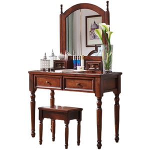 American Country Style Solid Wood Dressing Table With Mirror And Storage For Bedroom Makeup <b>Vanity</b> - Product Image 1