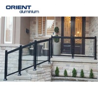 Balcon en verre aluminium, main courante moderne, escalier, design extérieur de luxe, poteau dwg, terrasse incurvée, balustrade, escalier, balustrade